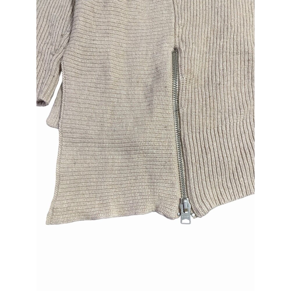 ALLSAINTS Women’s Wool Alpaca Knit Sweater Cold Shoulder‎ Beige M Asymmetrical - Picture 5 of 9